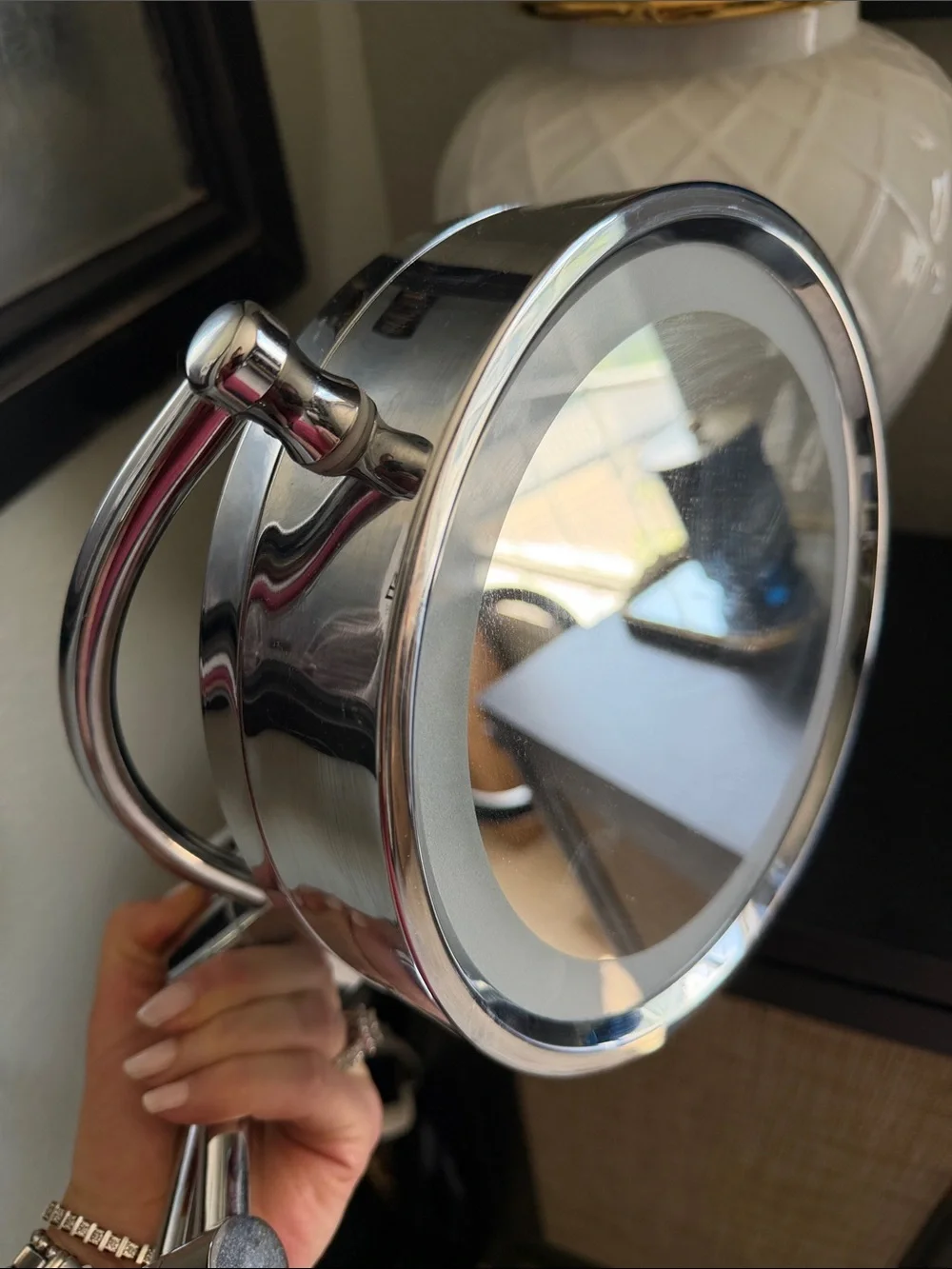 Never Used Wall-Mounted Round Extendable Makeup Mirror in Chrome